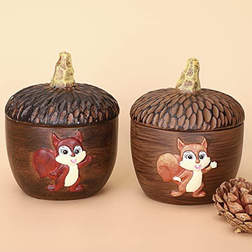 Hipiwe Decorative Jewelry Box Small Pinecone Keepsake Box With Lovely Squirrel Trinket Organizer Container Jar Jewelry Storage Boxes For Ring Earrings Candy Coins And Small Collections #TOP1