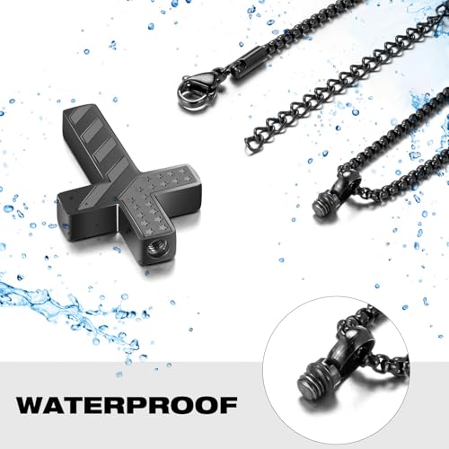 XIUDA Cross Cremation Jewelry Flag Urn Ashes Necklace for Women Men Cremation Ash Pendant Loved One Memorial Jewelry3