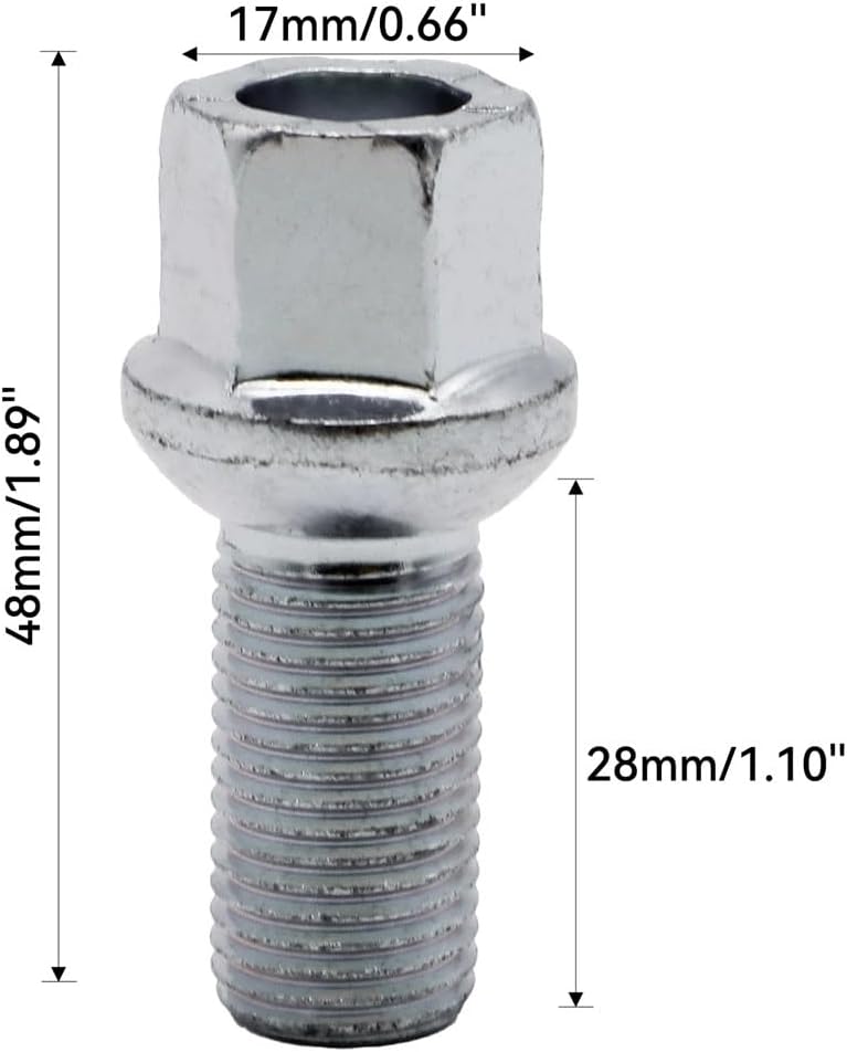 Wheel Studs Compatible with VW for Eos 2006-2010 Car Wheel Bolts Silver Steel Wheel Accessories Parts WHT002437