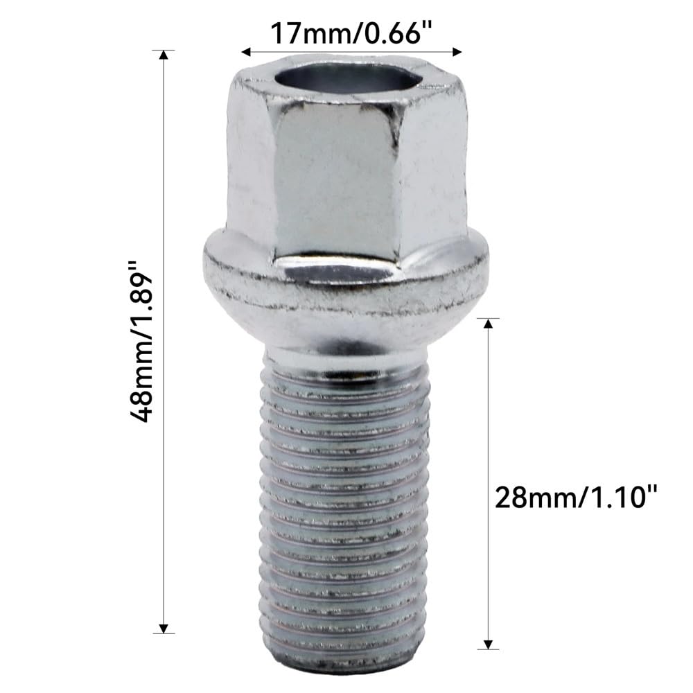Wheel Studs Compatible with A3 2003-2012 Car Wheel Bolts Silver Steel Nuts Tools Accessories Truck Parts WHT002437