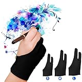 LUCKSTAR Artist Glove Pack of 2 - Anti-fouling Drawing Glove Graphic Drawing Tablet 2-Fingers Glove Artist Gloves for Light Box/Graphic Tablet/Pen Display/iPad Pro Pencil (L)