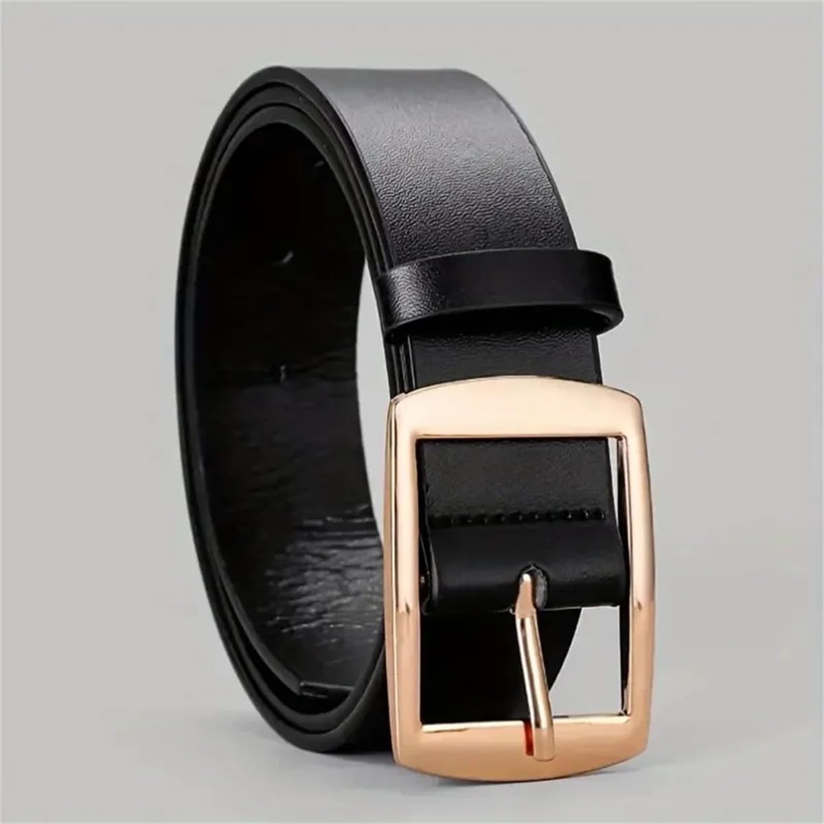 Yeuyyben Cinturón de piel sintética para hombre, hebilla de metal, cinturón de cintura para jeans, talla grande