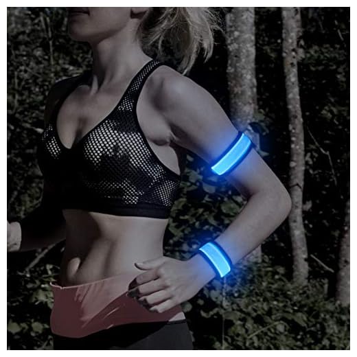 Higo Elastic LED Sports Safety Armbands for Running, Glow in The Dark LED Wristband Sports Bracelet, Light Up Arm Bands for Joggers, Cyclists, Runners, Campers (Blue/ 2 Pack)
