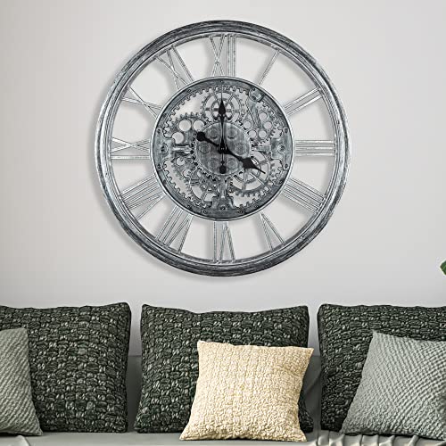 1St Owned Retro Large Wall Clock, Industrial Oversized Plastic Roman Numeral Clock For Living Room Bedroom Kitchen Cafe Office Decor, Almost Silent #TOP3