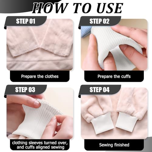 NBEADS Puño de Punto Elástico de 2 Yarda, Puños de Manga Y Cuello de 6cm Adorno para Escote Cinturilla Material de Algodón Acanalado para Adorno para Cuello, Chaqueta, Accesorios de Costura, Blanco