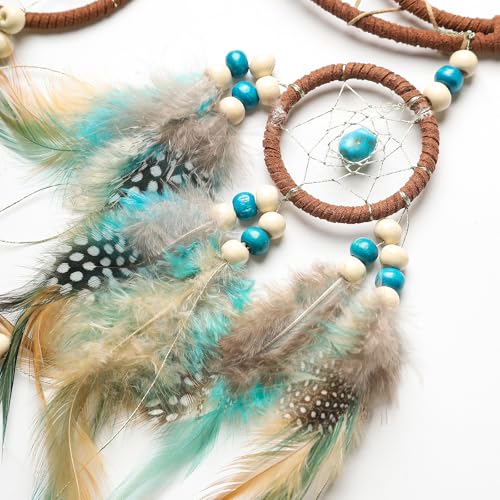Lonnalee Traumfänger aus Federn, indischer Traumfänger, handgefertigt, mit Federn, Wanddekoration, Kinder, Geschenk