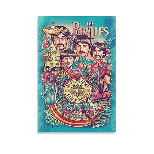 LANGYU Beatles Poster décoratif sur toile pour chambre à coucher 30 x 45 cm - Les Beatles, Paul McCartney, John Lennon, RIngo Starr, George Harrison LANGYU Beatles Poster décoratif sur toile pour chambre à coucher 30 x 45 cm