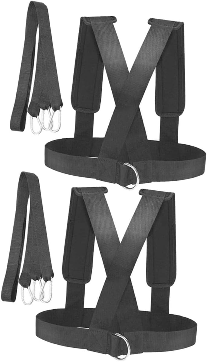 Luxshiny 2pcs Weight Bearing Shoulder Straps Sled Harness with Padded Slip Design for Fitness Training Running Resistance Bands Workout Gym Home Outdoor Use