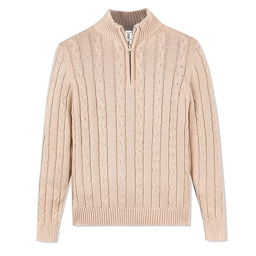 Image of Kid Nation Boys Sweater Cotton Quarter Zip Sweater Kids Cable Knit Pullover | Casual 1 /4 Zip Sweater for Child 3-14 Years (Previously Amazon Essentials)