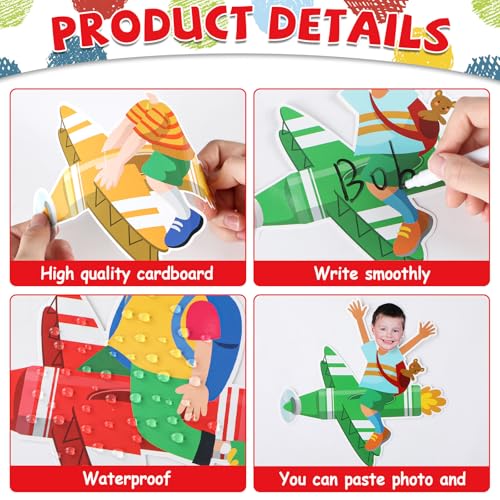 Image of gisgfim 80Pcs Crayon Cutouts Back to School Decoration Bulletin Board Colorful Crayon Airplane Paper Cut-Out Classroom Decor for Boy Girl DIY Craft Photo Wall Kindergarten Preschool Party Favor Supply