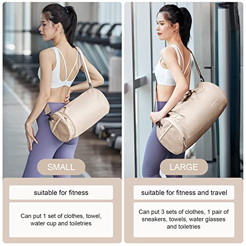 Small Gym Bag For Women Multi-Color Gym Bags For Men Waterproof Workout Bag Mini Duffle Bag Cute Lightweight Carryon Sports Bag Swim Bags For Swimmers With Wet Clothes Compartments White #TOP6