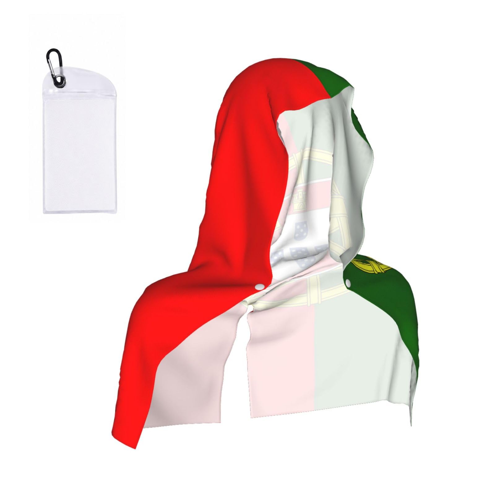 DUWAA Portuguese Flag Print Cooling Hooded Sports Towel, 30×60cm Quick Drying Summer Cool Head Wrap For Neck And Face