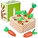 Montessori Holzpuzzle Sortieren Karottenernte Lernspielzeug Baby Motor Skills Spiel Happy Farm Holzspielzeug für Kinder als Geburtstagsgeschenk 1 2 3 Jahre Jungen und Mädchen