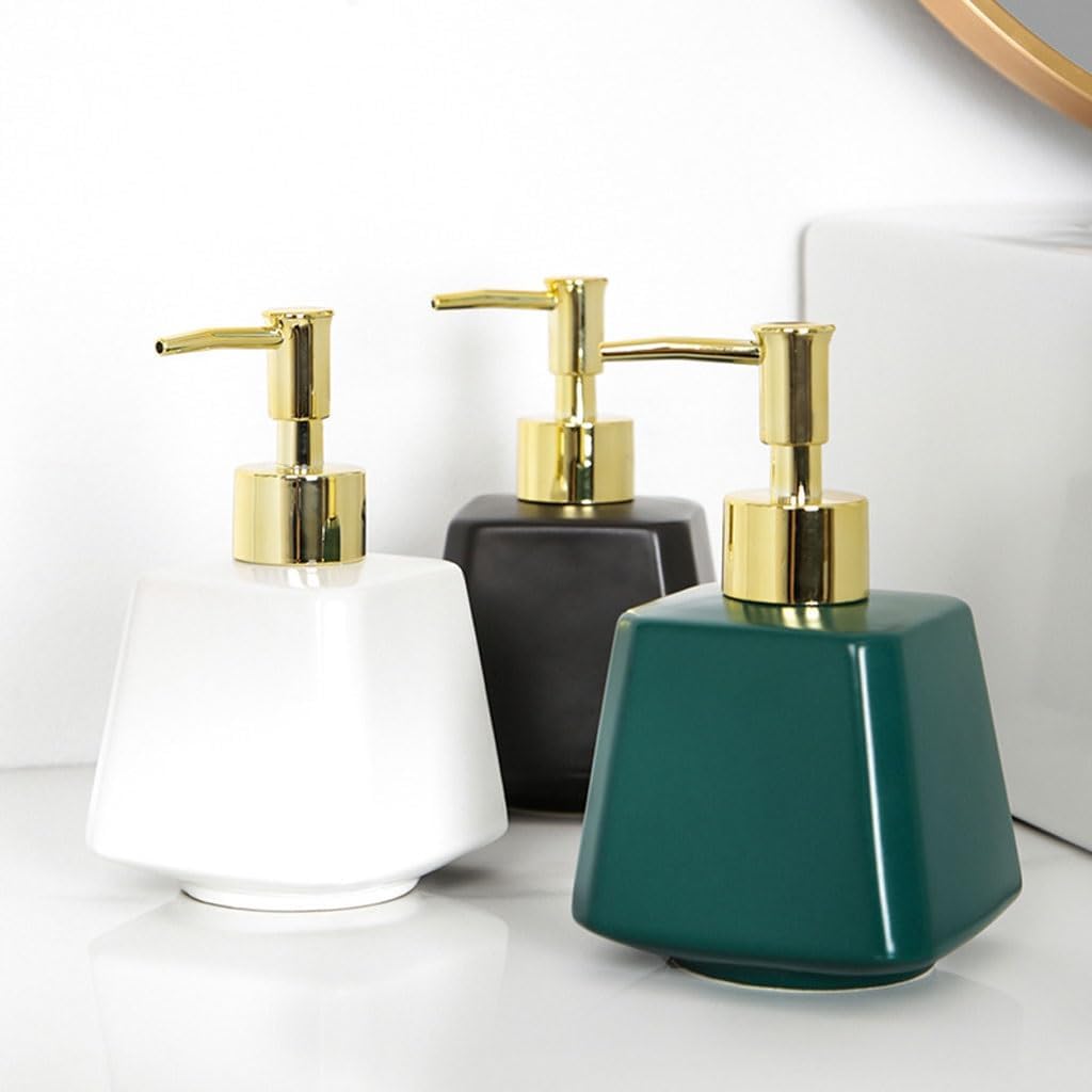 Kitchen Soap Dispenser Luxurious Modern Style Home Ceramic Soap Dispenser Press Dispenser Bottle Lotion Bottle Shampoo Shower Gel Bottle Bathroom Soap Dispenser(A)