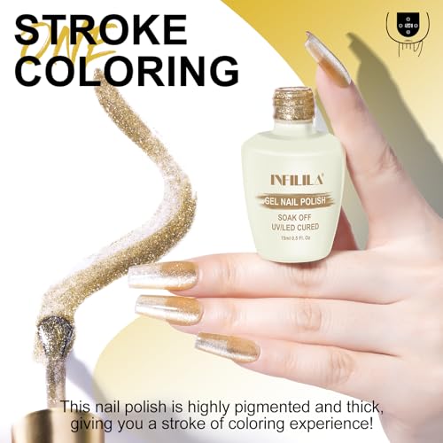 Esmalte gel magnético Gold Cat Eye 0.5 oz NXJ INFILILA miniatura 4