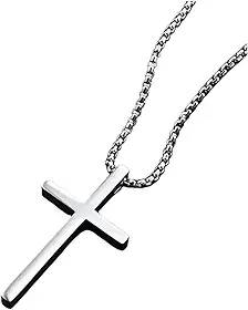 Colar Com Pingente Maciço Crucifixo De Aço Inoxidável Cordão Com Corrente De Aço Inox Corrente Pingente Cruz De Aço Cirurgico Antialergico