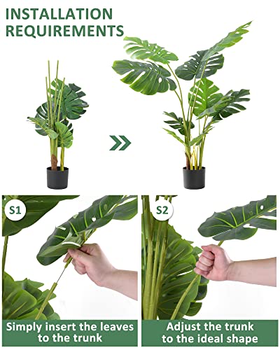 Artificial Tree-Faux Plants Indoor Outdoor- Keloteven 4Ft Artificial Monstera Fake Tall Tree 11 Leaves - Artificial Plants For Home Decor, Office, Living Room And Pito Decoration, Md120 #TOP5