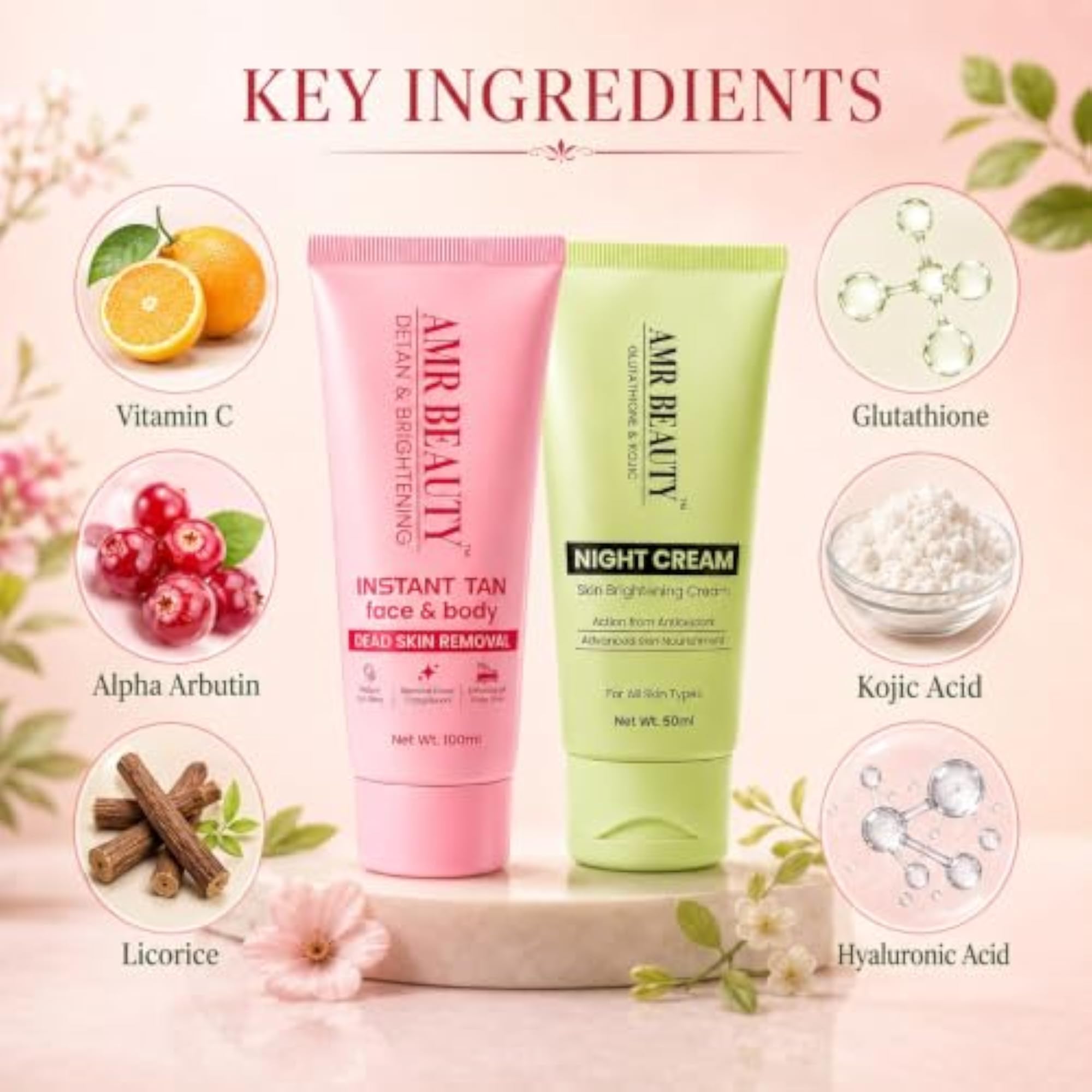 Face & Body Tan Wash with Brightening Night Cream, Gift Set