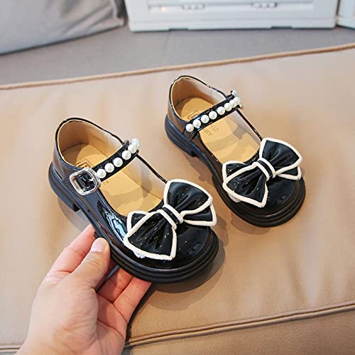 Girls Dress Shoes Size 12 Fashion Autumn Girls Casual Shoes Thick Sole Round Toe Bow Pearl Buckle Cute Simple3