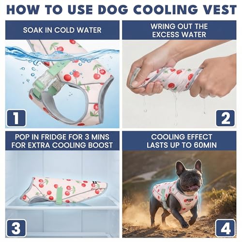 Image of Spark Paws Dog Cooling Vest - SPF 50 UV Sun Protection - Summer Heat Relief Gear for Dogs, Lightweight, Evaporative Cooling - Dog Anxiety Relief Vest During Hot Days - Cherries - Size XL