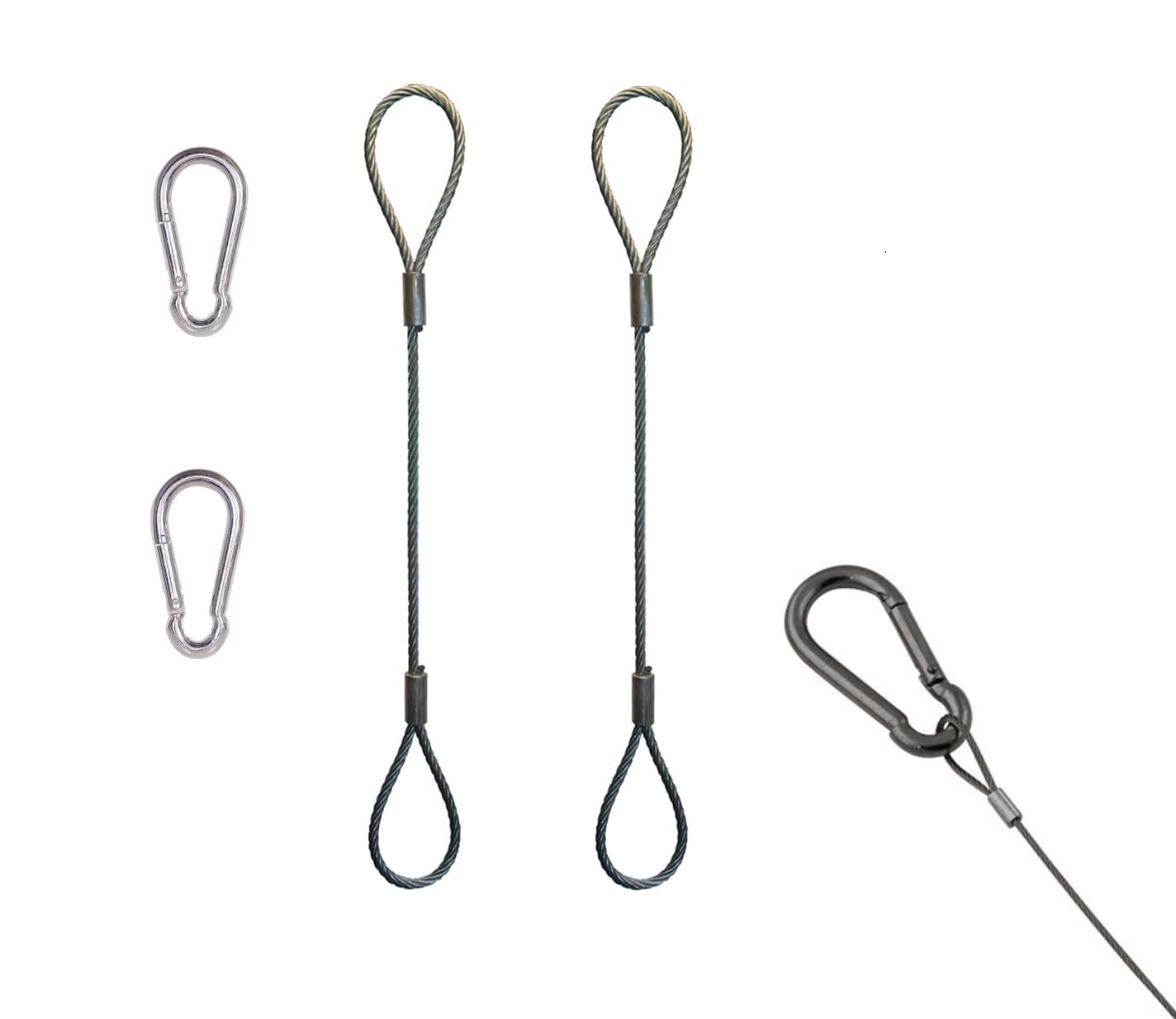 PK Steel 1.5MM Wire Rope Slings 10 Inch Long with Ferrules Grips 2 Sets with Snaphook 4 Nos for Hanging-image-33