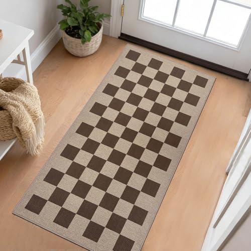 NeEnjoyko Alfombra cuadrada moderna de yute, lavable, para sala de estar, patio, interior y exterior, antideslizante, para oficina, caravana, patio, 80 x 150 cm