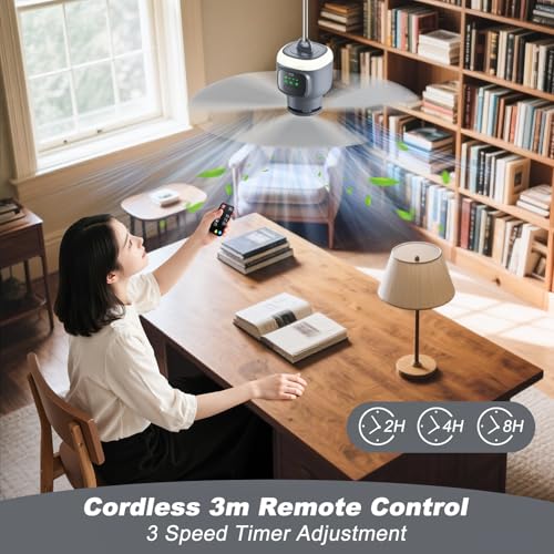 xeamun 18 Inch Canopy Fan,12000mAh Portable Outdoor Ceiling Fan with Light with Remote Control and Hanging Hook, Easy Operation Battery Powered Fan Light for Gazebo, Tent, Patio, Camping - Image 3