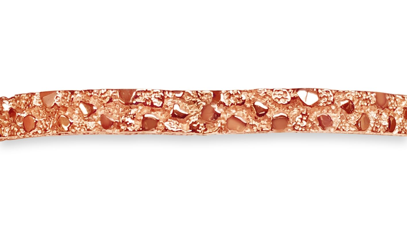 TEX 18k Solid Rose Gold Handmade 7mm Nugget Bangle Link Bracelet 8