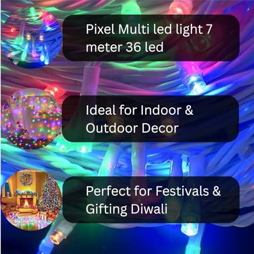 Image of One94Store 24 Ft LED Pixel String Lights | 360 Copper Wire Multicolor LED Bulb Series with White Wire for Diwali, Christmas, Party & Home Decoration | Fairy Light Style | Pack of 2 (Multicolor)