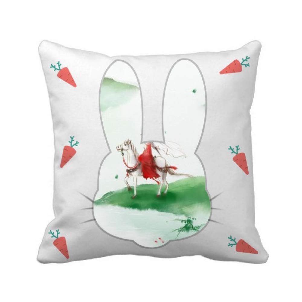 Cadeau un cheval aquarelle avec coussin carré motif lapin chinois et couverture pour l'équitation