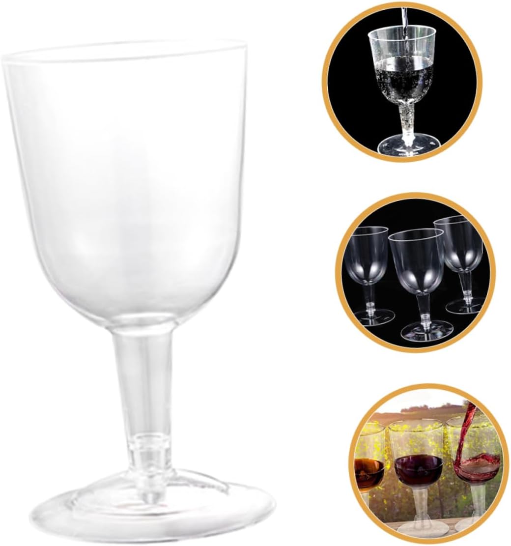48pcs Clear Plastic Wine Cups Detachable Bottom Goblet for Parties Banquets Home Use Sturdy Drinkware Safe Reusable Wine Glasses for Events
