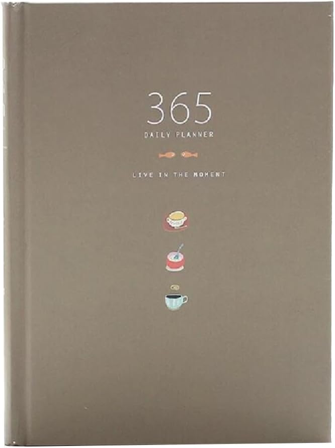 Cute 365 Days Planner Refills Daily Weekly Monthly Calendar Schedule Notebook Diary Bound To-Do-List Book Agenda Organizer School Stationery (Coffee)