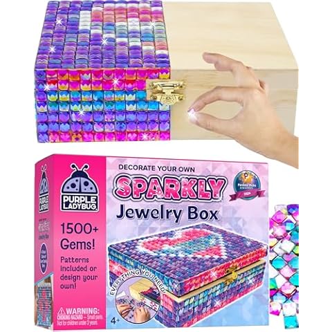 PURPLE LADYBUG DIY Sparkly Girls Jewelry Box for Girls 8-12 Yrs Old - Easter 10 9 8 7 6 Year Old Girl Birthday Gift Idea & Crafts for Girls 8-12 - Girl Toys 8-10, Arts and Crafts for Kids Ages 6-8 Cover
