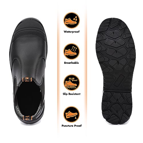 Arbeitsschuhe Herren Sicherheitsschuhe rutschfeste Stahlkappe wasserdichte Atmungsaktive Arbeitsstiefel Leder – Bild 6