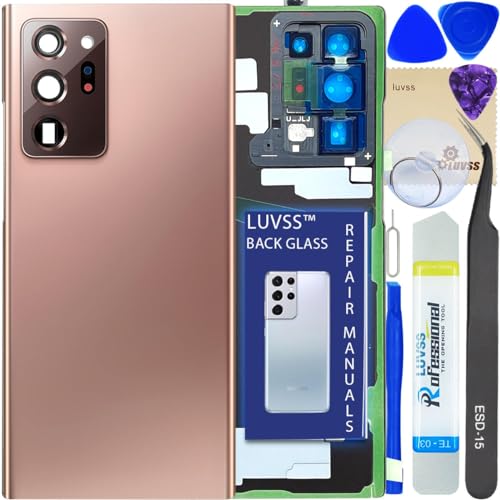 LUVSS Tapa Trasera Vidrio para Samsung Galaxy Note 20 Ultra Cubre Bateria con Lente de Cámara Reemplazo Kit de Reparación SM-N986B -Oro Mystic Bronze