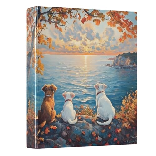 Image of 3 Ring Binder Funny Three Dogs Sunset 1.5 inch Binders