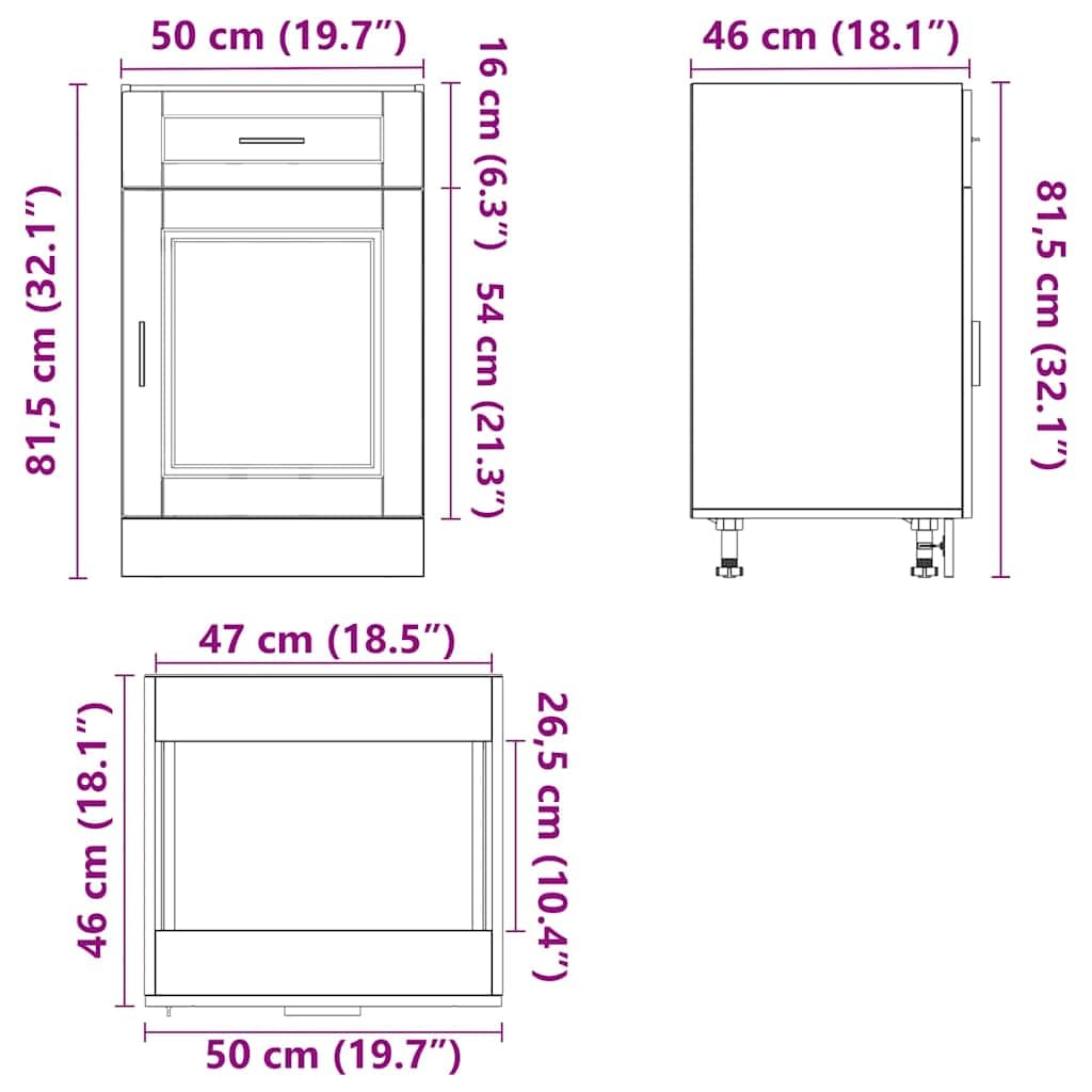 vidaXL Armoire de Cuisine Porto Noir Bois d'ingénierie