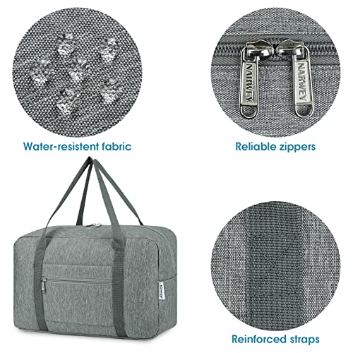 Narwey 20L Ryanair Handgepäck 40x30x20, Klein Sporttasche Faltbare Reisetasche Handgepäck Tasche Flugzeug für Damen, Travel Bag Weekender Herren (Grau)
