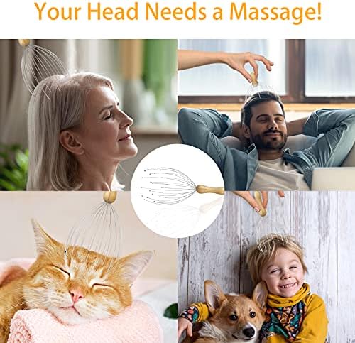 Head Massager Scalp Massager, HOMMAND 20 Fingers Head Scratcher Massager for Scalp Stimulation, Portable Scalp Scratcher Head Massage Tool for Deep Relaxation, Relieve and Health