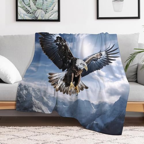 Couverture aigle 3D douce pour vos soirées cocooning au salon - 3
