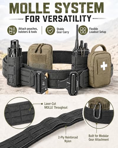 Image of Tactical Duty Belt Law Enforcement, 2 inch Battle Combat Police Range Gun Belts
