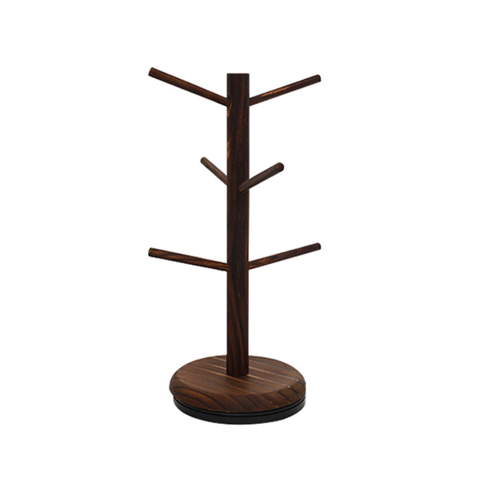Msioytog Wood Cup Holder Organizers Cup Display and Storage Racks Tree Shape Wooden Countertop Storage Solution Tree Shape Wood Holder