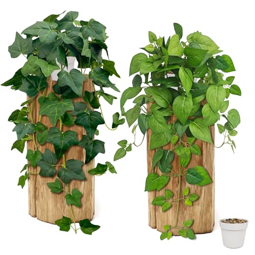 SHEPIN 2 Stück Hängepflanze Künstlich 68cm, Künstliche Efeu und Efeututen im Topf, Kunstpflanze Hängend Pflanzen wie Echt, Fake Pflanzen Artificial Plants Deko für Indoor Zimmer Outdoor Garten Deko