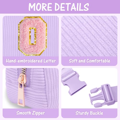 Image of Gitus Initial Fanny Pack Belt Bag Crossbody Bag for Teen Girls Birthday Gifts - Trendy Stuff Personalized Gifts Preppy Stuff (Lavender-O)