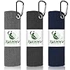 KUUKIKV 3 Pack 16″ X 16″ Golf Towels for Golf Bags for Men, Premium Waffle-Pattern Golf Towel with Carabiner Clip, Super Absorbent Microfiber Towel, Golf Accessories for Men, 3 Stain-Resistant Colors