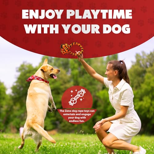 ZENO Dog Toys - Pack of 10 | Rope Chew Toys for Dogs | Strong Rope, Ball & Tug for Teething & Training | Puppy Teething Toys | 100% Natural Cotton | Great for Small, Medium & Large Puppies & Adults - Image 6