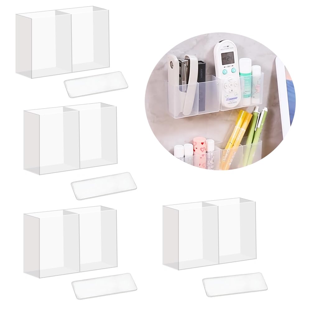 Boîte de rangement murale x4 en plastique transparent pour maquillage