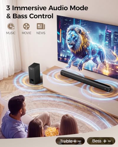 Image of Karaoke Soundbar with Subwoofer for TV and 2 Wireless Microphones