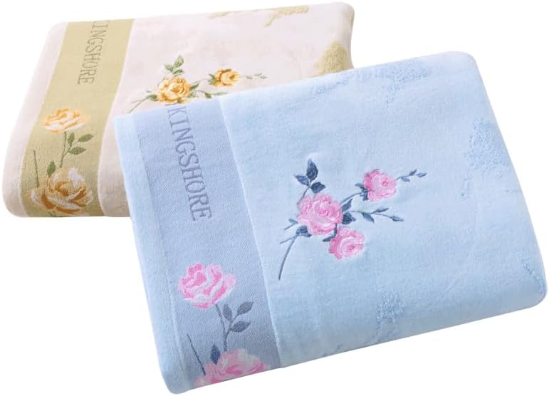 3 Piece Premium Bath Towel Set (Flowers), 1 Bath Towel 1 Hand Towel 1 Washcloth, Quick-Drying, 100% Cotton，Oeko-TEX Certified (Yellow) - Image 8