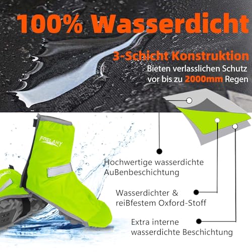 Frelaxy Regenschutz Schuhe Fahrrad mit Reflektorstreifen | wasserdicht Fahrrad Schuhüberzieher mit Verstärkte Spitze für 50% Mehr… – Ansicht 2